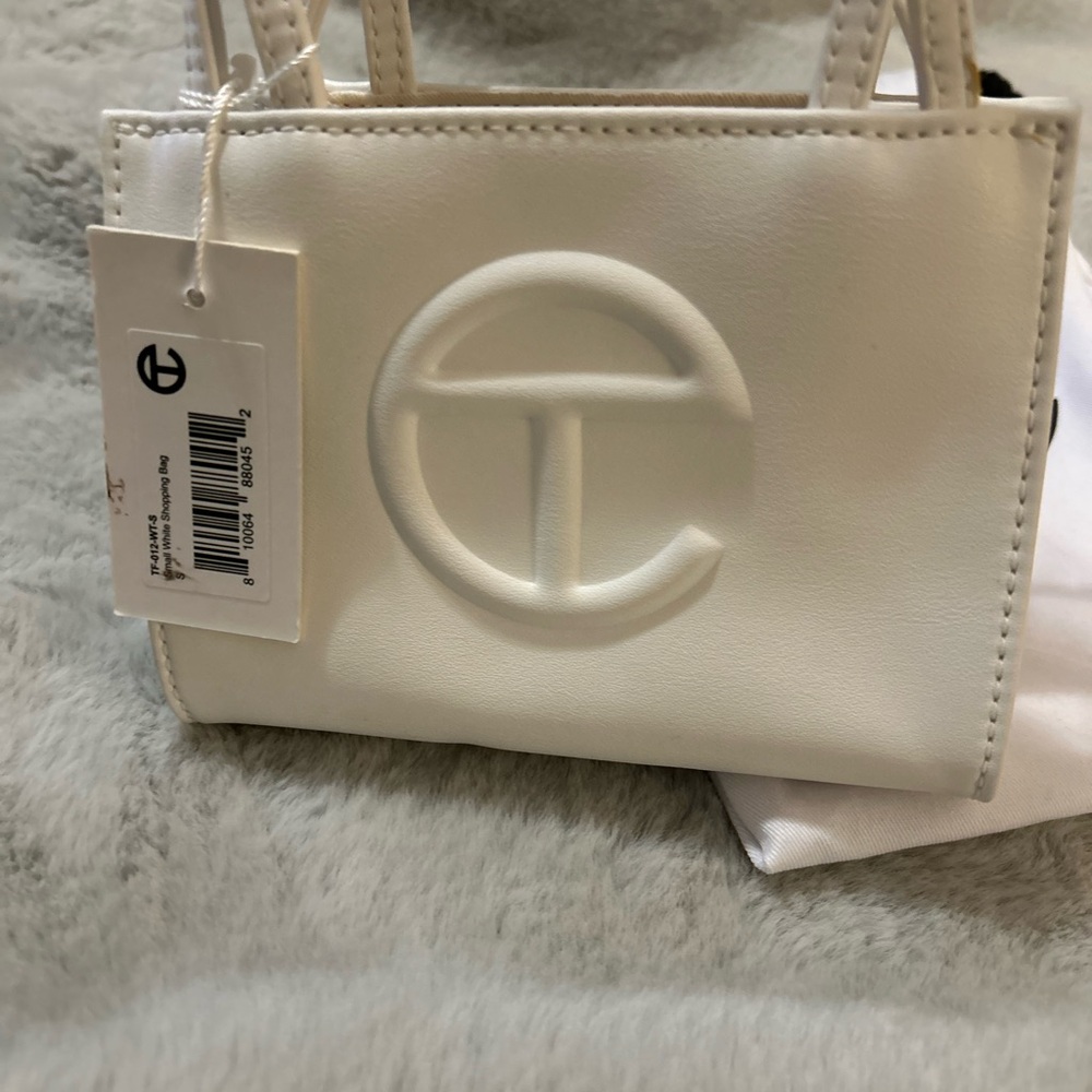 Telfar White Mini Embossed Logo mini shopper